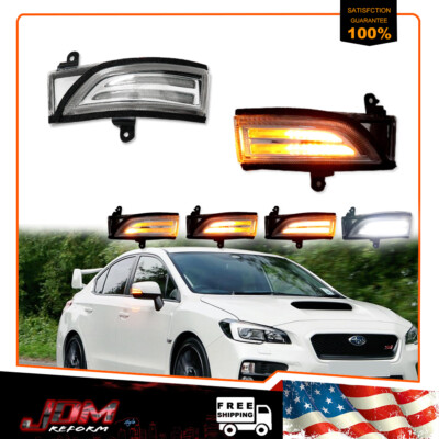 Amber/White Sequential LED Side Mirror Signal Lights For 2015-21 Subaru WRX STI