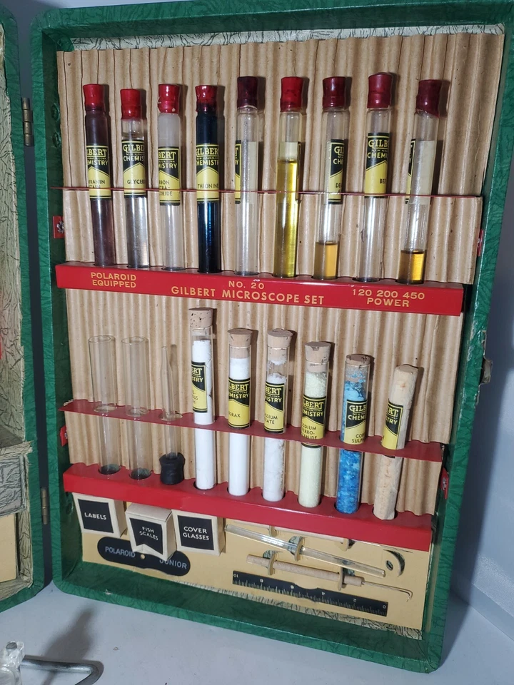 Juego de Microscopio Gilbert Vintage 1952/53 Estuche Verde RARO 14"X 10"X 5" Foto 2 de 4