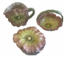 Fitz & Floyd Straudsburg Garden Sugar And Creamer And Basket Set 1990 Vtg