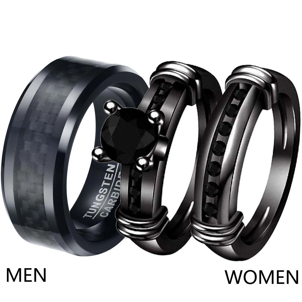 His & Hers Polish Tungsten Ring Set - Tungstenjeweler.com