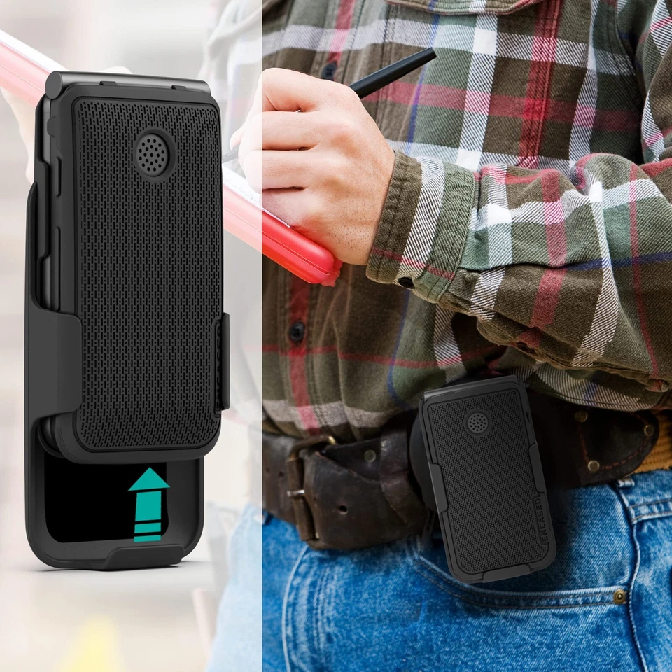Alcatel Go Flip V, Slim Phone Case with Holster (Black) - Image 2 of 4