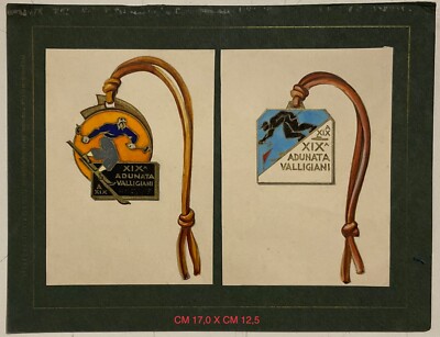 VALLE D AOSTA NINETEENTH MEETING OF THE VALLIGIANI 2 SKETCHES FOR DIST. A.XIX° 1941 SCI