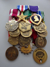 US Große 14er Ordensspange Silver Star Purple Heart  1. Golf-Krieg