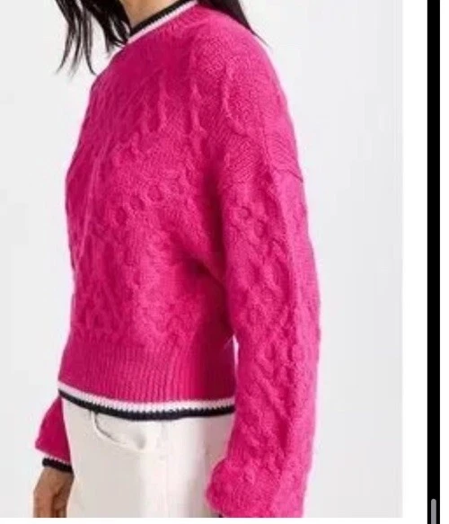 Suéter de malha Mother Mock Jumper crop robusto tamanho M rosa quente MSRP $325 novo em folha - Imagem 3 de 4