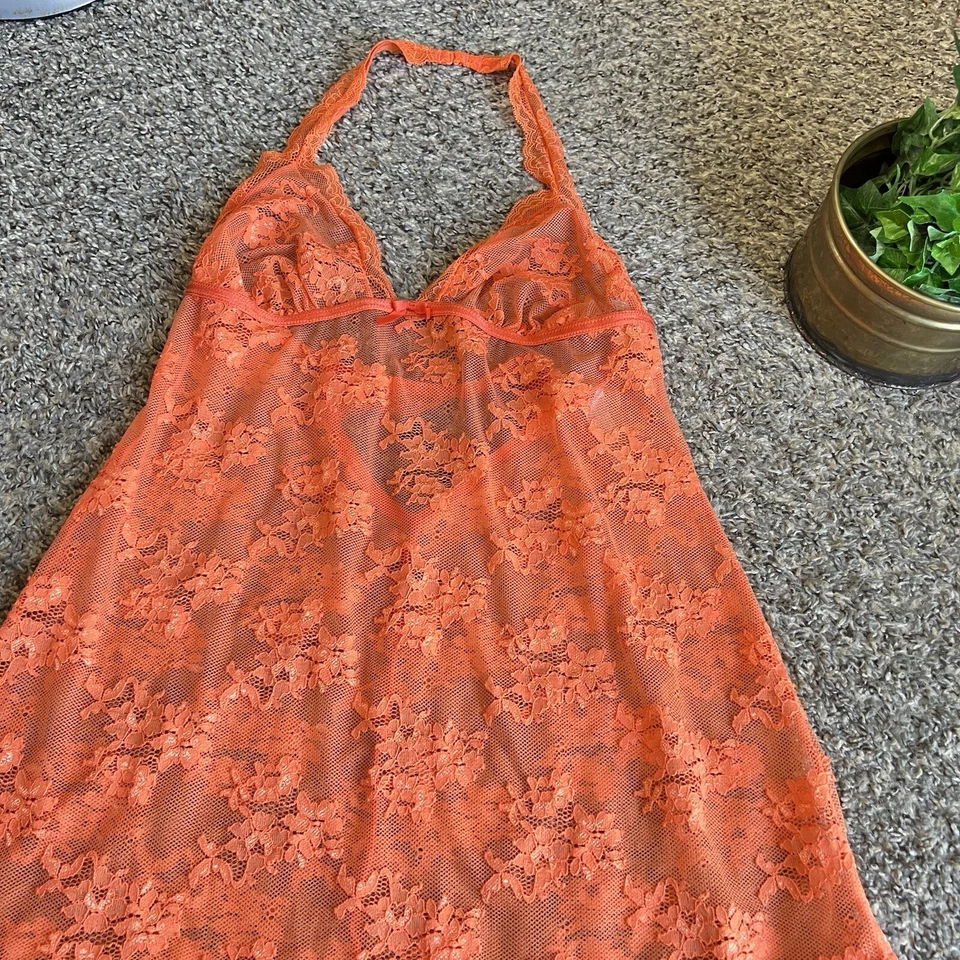 De Colección Victoria’s Secret Camisón Mini Vestido Sin Mangas Babydoll Floral Encaje Malla Transparente L Foto 2 de 4