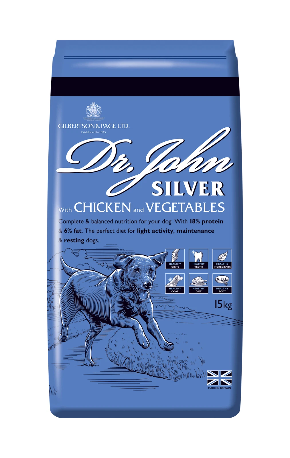 Dr. John Silver Medal Rich in Chicken & Vegetables Adult Working Dog Food 15kg