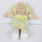 VTG Cabbage Patch Kids Doll 1985 Blonde Hair Pigtails Green Purple Gingham Dress