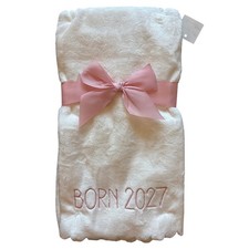 Baby Born 2027 White  Pink Soft Baby Blanket 30  x 40  Gift Girl NEW