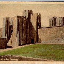c1910s Caerphilly, Wales Castle Main Entrance Postcard Medieval Stone Fort A43