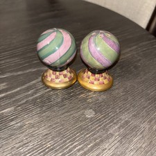 VINTAGE Mackenzie Childs TORQUAY Frank & Mustard Stripe Salt & Pepper Shakers