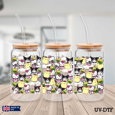 Kitty UV DTF Aufkleber - 16 Unzen Libbey Dose Glasfolie yd10