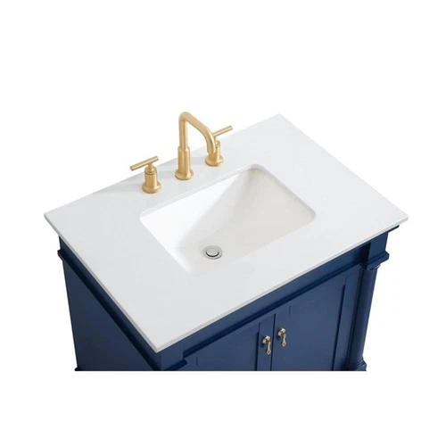Elegant Decor Lexington 30" Traditional Wood Bathroom Vanity in Blue/Gold - Picture 9 of 16