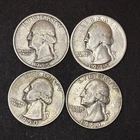 Lot of 4 Washington Quarters Silver $1 Face Mixed Dates Circulated US Coins