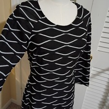 ECI 6 Skater Sweater Dress Textured  Black and White Raglan Sleeve Light-Weight