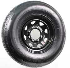Radial Trailer Tire Black Rim ST235/80R16 Load Range E 8 Lug 6.5 Spoke Wheel