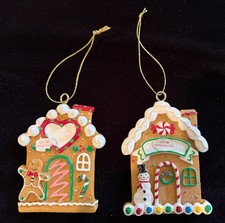 Set of 2 Gingerbread House Ornaments Can be Personalized NWT