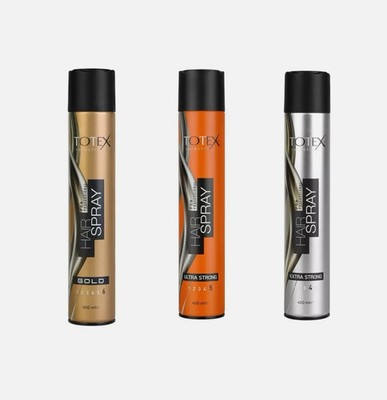 Totex Professional Hair Styling Strong Spray - 400ml - Silver | Orange | Gold