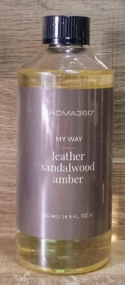 Aroma360 My Way Leather Sandalwood Amber Fragrance Oil, 500ml/16.9oz New Sealed