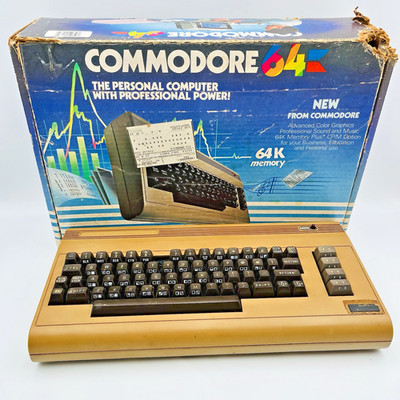 Commodore 64 C64 Breadbin Computer w/ Box Serial # Match Vintage Untested As-Is