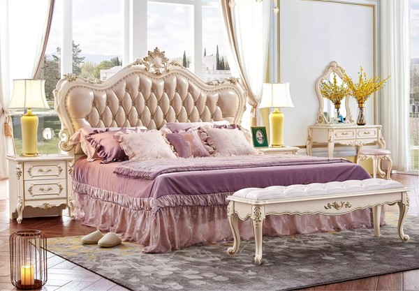 Schlafzimmer Set Chesterfield Bett 2X Nachttische Klassisch MöBel 3Tlg-image