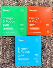 Neuro Gum L-theanine B-12 Nootropics Caffeine 3 pk 27 pcs Boost Energy & Focus