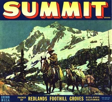 SUMMIT Brand Original Fruit Crate Label - Redlands, California