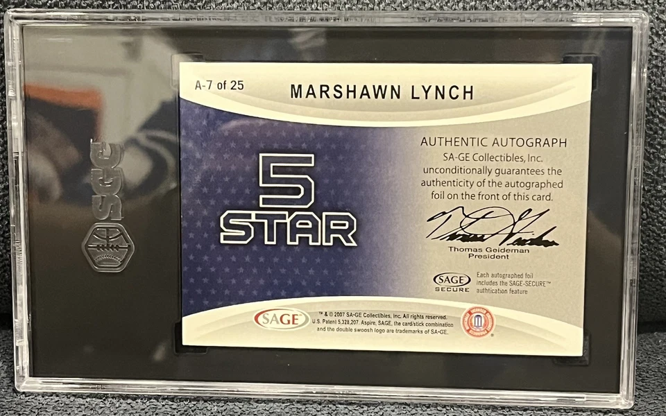 Marshawn Lynch 2007 Sage Aspire 5 Star RC AUTO Cal Bears Seattle Seahawks /25 - Image 2 of 3