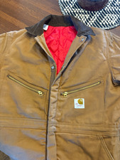 Carhartt Men  s 42S Brown Canvas Insulated Work Coveralls Jumpsuit
