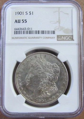 1901s Morgan Silver Dollar - NGC AU55 - Tough Date Nice Coin - Free Ship!!