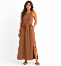 CARVE Designs Women’s Lark Linen Dress Brown Small NWOT