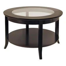 Winsome Wood Genoa Espresso 30in Round Coffee Table with Storage Shelf