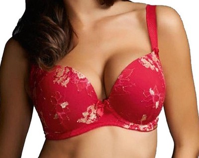 Ladies Fauve Evangeline FV0261 Underwired Moulded Plunge Bra Rouge 36B