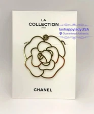 ❤️New AUTH CHANEL VIP Camellia Metal Gold Bookmark Pin Clip LIMITED GIFT, RARE