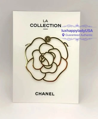 ❤️New AUTH CHANEL VIP Camellia Metal Gold Bookmark Pin Clip LIMITED GIFT, RARE
