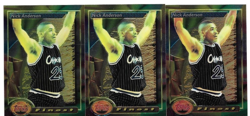 NICK ANDERSON 3 CARD LOT 1993-94 TOPPS FINEST 81 ORLANDO MAGIC ILLINOIS
