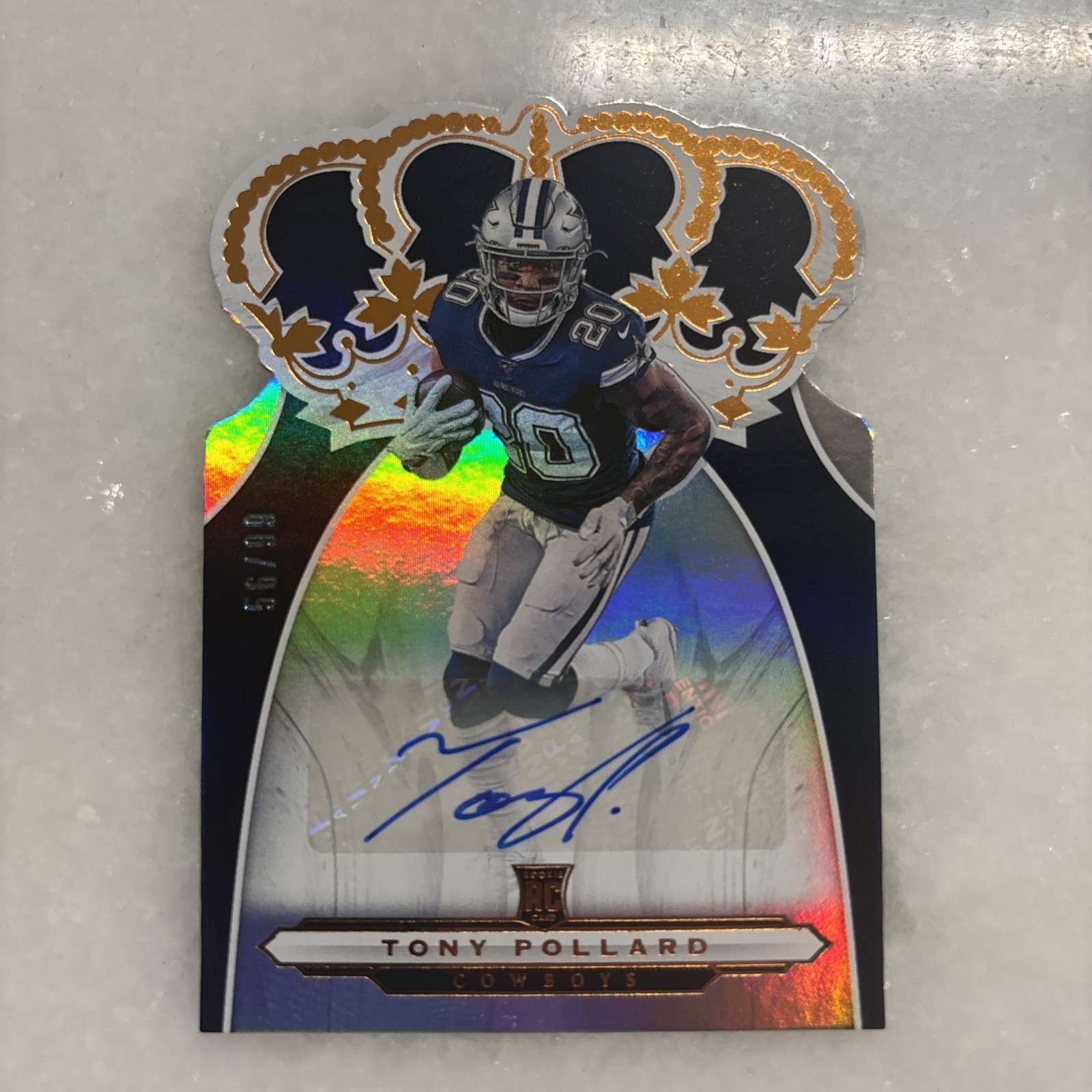2019 Panini Chronicles Crown Royale Tony Pollard Rookie Auto /99 SP RC Die-Cut