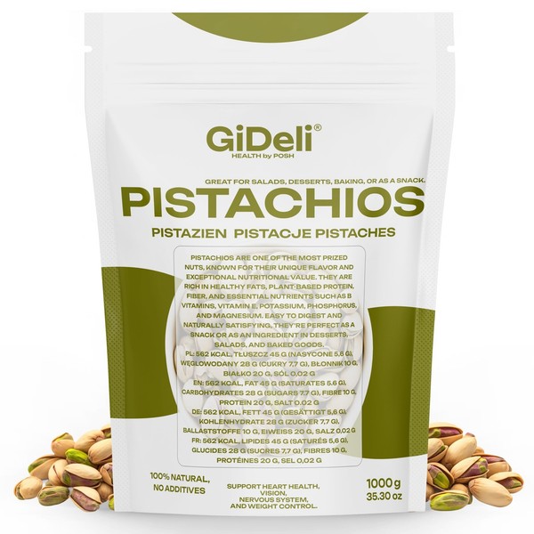 Pistachos 1kg Salados Tostados con Cáscara Vegano Keto Rico en Proteínas Natu...
