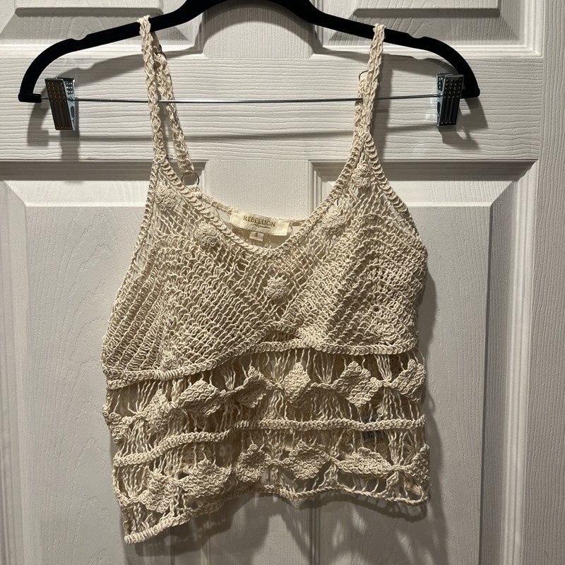 Rebellion Again Women’s Cream Crochet Crop Top Size S