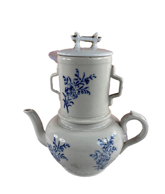 Antique Saint-Uze Blue Earthenware Herbal Teapot
