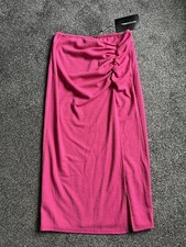 Ladies Size 14 Tall Hot Pink Ruched Side Maxi Skirt - New - Prettylittlething -