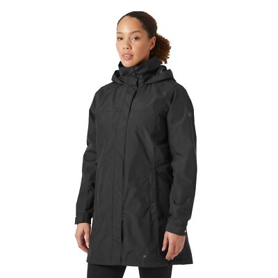 Helly-Hansen Womens Standard Aden Breathable Hooded Long Rain Jacket Black Large