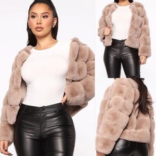 Fashion Nova size 1X she got ready faux fur open coat jacket mocha