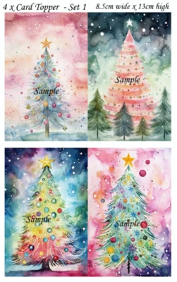 Vintage Christmas Retro Christmas Trees 4 x Card Topper Journal Craft - Set 1 - image 1 of 3