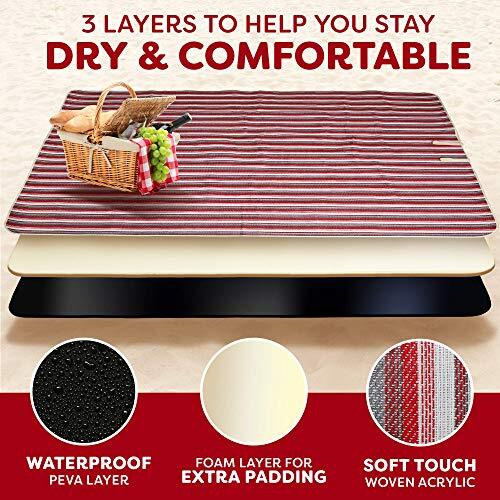 scuddles Extra Large Picnic & Outdoor Blanket Dual 60 X 77, Red & White