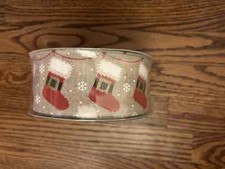 5 yds. Member's Mark Sam's Christmas Stocking Wired Edge Ribbon 2.5  Wide