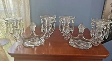 CAMBRIDGE GLASS #1356 2 LIGHT CANDELABRAS W/ BOBECHES & ALL PRISMS RARE PAIR!