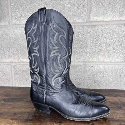 Bottes Cowboy Nocona Vintage – Homme 9 – Noir – Cuir Souple Bout Rond – USA