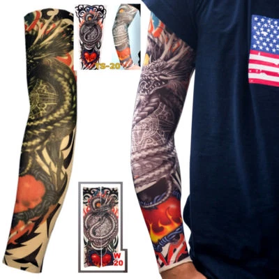 Dragon & Heart Elastic Nylon Fake Temporary Tattoo Sleeves Herren Damen Arm Sleeve