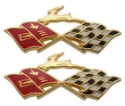 1960 60 Chevy Impala Rear Quarter Emblem X Flag Pair