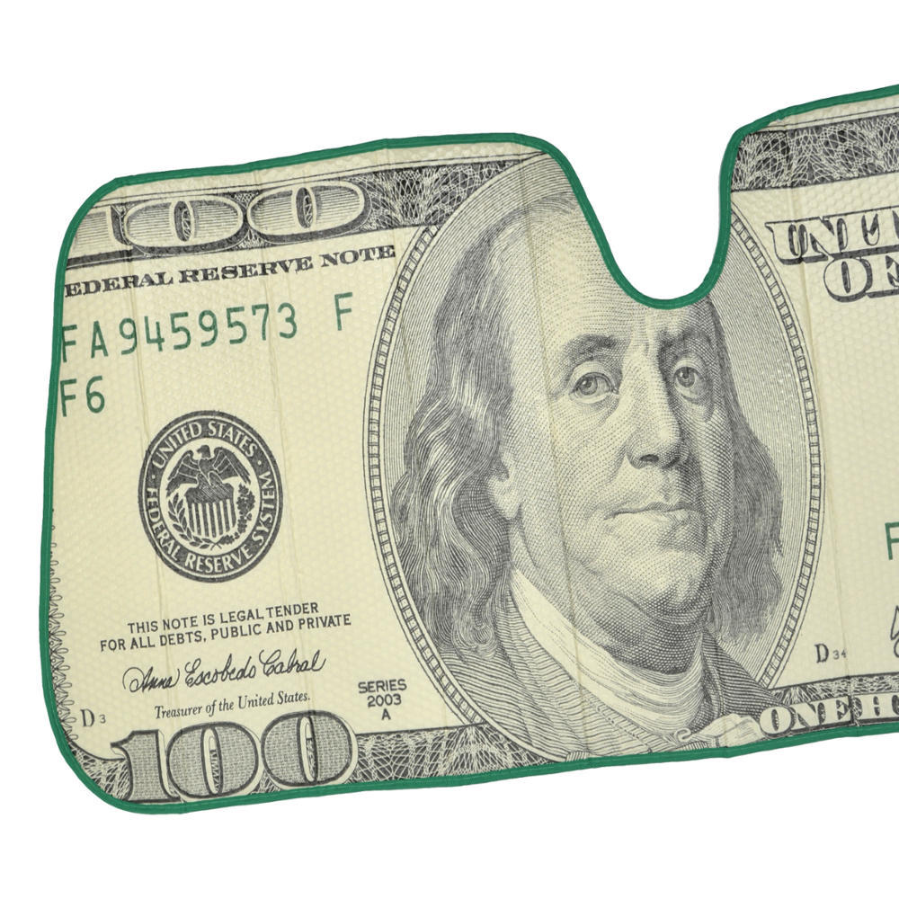 Clever 100 Dollar Bill Car Sun Shade Windshield Cover for Auto Van